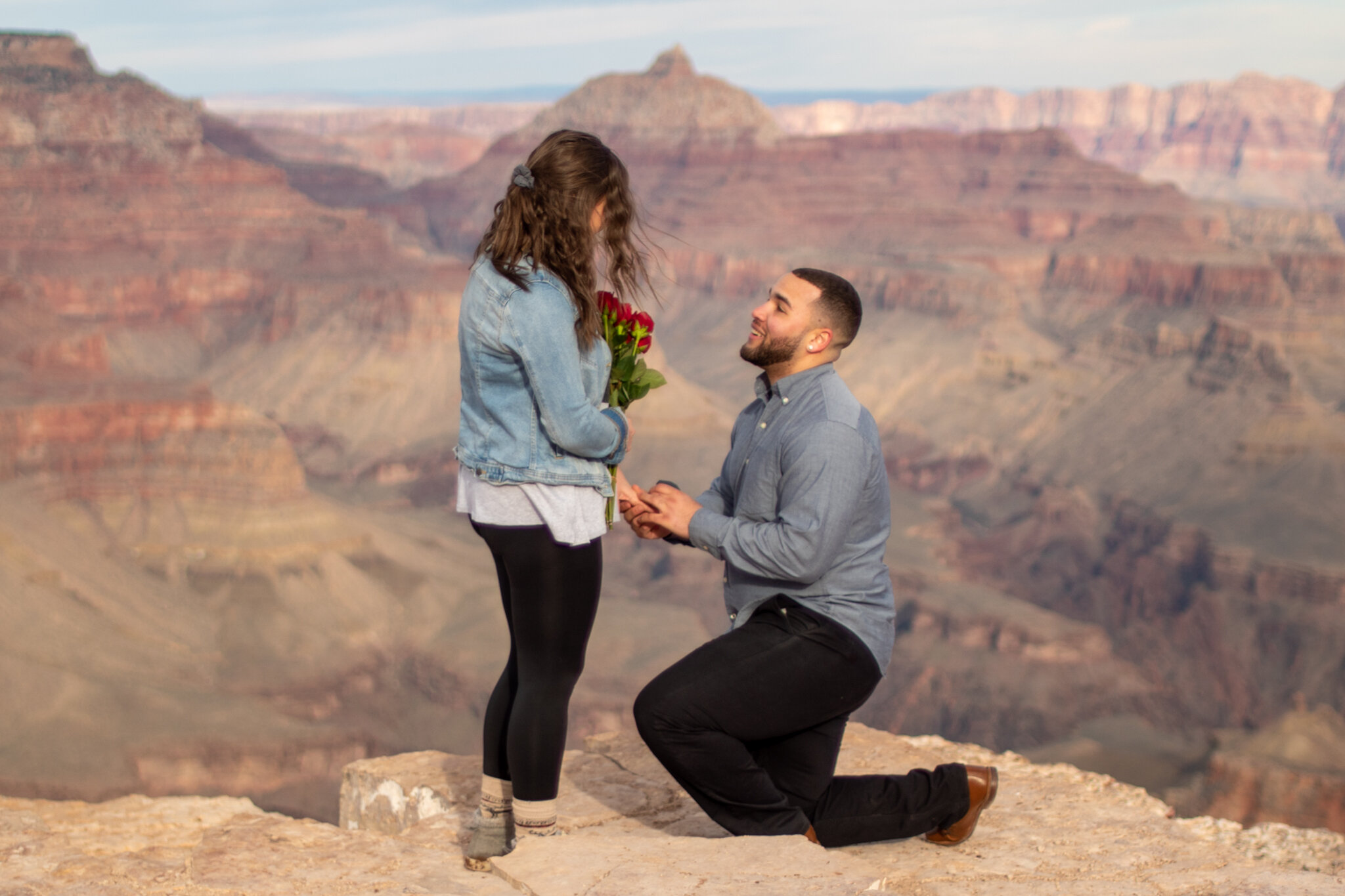 A proposal on the rim of the Grand Canyon