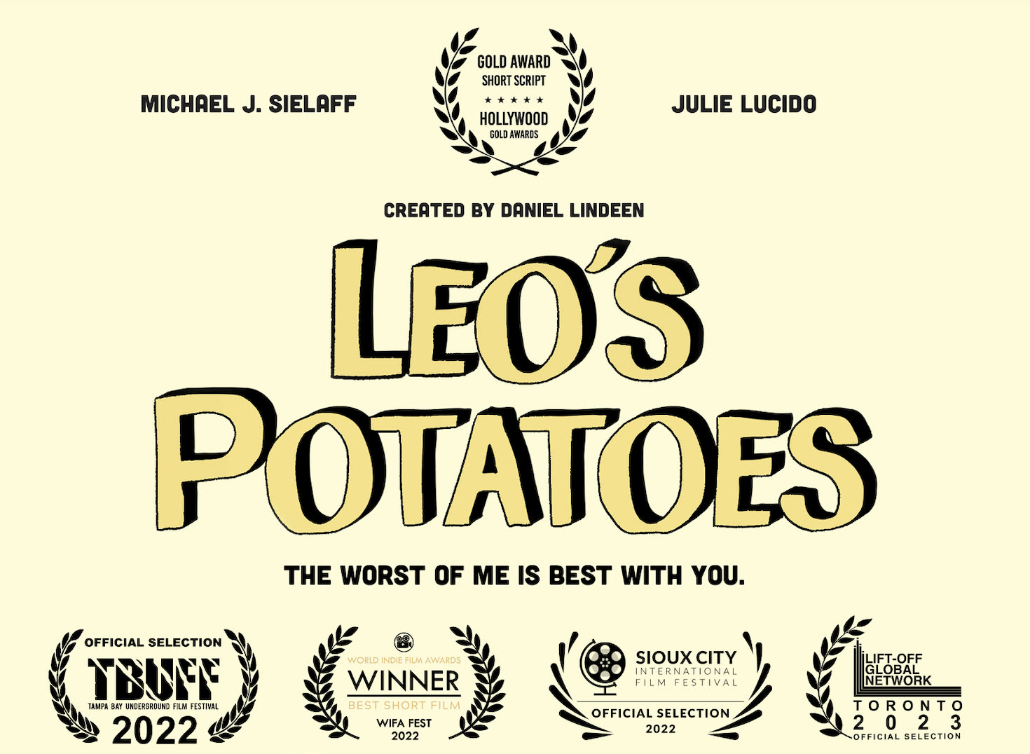 Leo&rsquo;s Potatoes poster with festival laurels